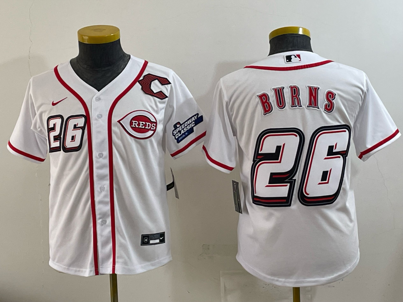 Youth Cincinnati Reds #26 Durns white Nike MLB 2025 Jersey 02